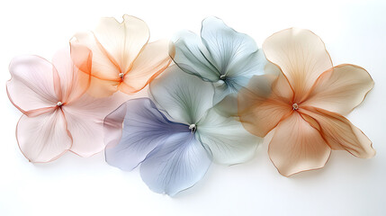 Naklejka premium Delicate petals in soft hues layered elegantly on a plain white background 