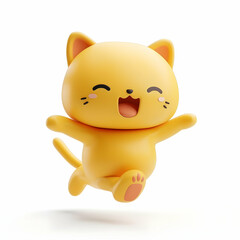 Fototapeta premium Cute Yellow Cat Character with Happy Expression and Playful Pose