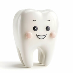 Cartoon Tooth Character with Smile and Cute Facial Features