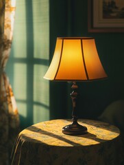 photo yellow lamp shine side view 