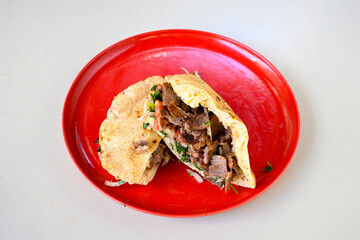Meat Chicken Doner, between bread (Turkish Name : ekmek arasi et doner, tavuk doner, Gobit ekmek...