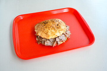 Meat Chicken Doner, between bread (Turkish Name : ekmek arasi et doner, tavuk doner, Gobit ekmek...