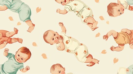 Adorable Newborn Babies in Various Poses - Hand Drawn Illustration