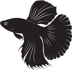 Guppy fish silhouette vector illustration with black color design on a white background.