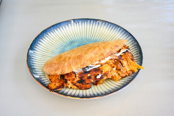 Meat Chicken Doner, between bread (Turkish Name : ekmek arasi et doner, tavuk doner, Gobit ekmek...