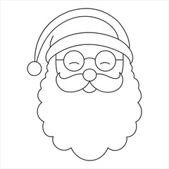 Jolly Santa Claus Line Art – A Cheerful Black and White Holiday Illustration