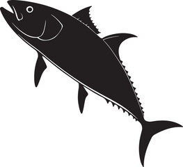 Kingfish silhouette vector illustration with black color design on a white background.