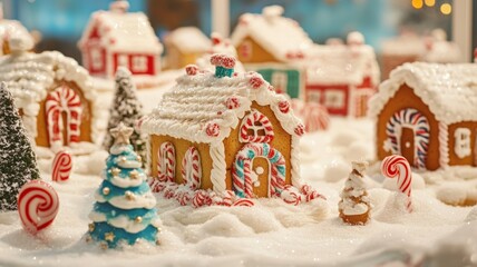 Obraz premium Gingerbread Village Winter Wonderland Festive Holiday Scene