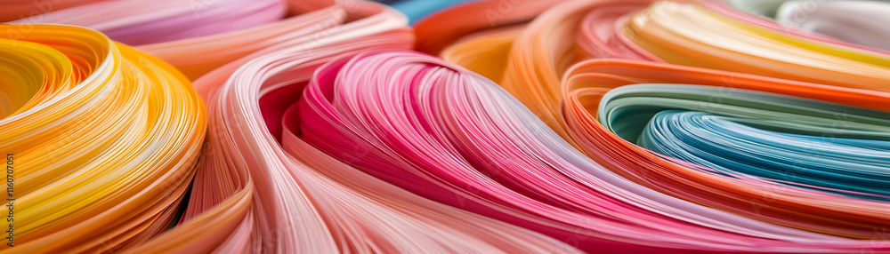 Aufkleber abstract colorful paper swirls, a vibrant composition of intertwined hues creating a dynamic and vis