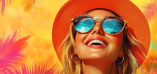 A woman wearing sunglasses and a hat is smiling at the camera.