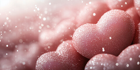 Obraz premium Glitter Hearts Background. Valentine's Day Concept. Pink color fastive background.