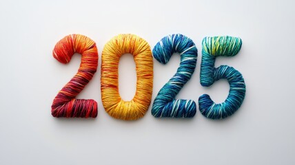 Colorful Yarn Creates The Number Two Thousand Twenty Five