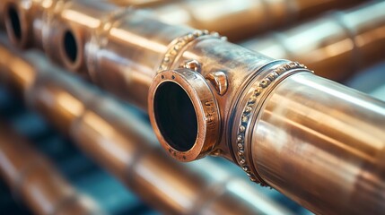 Naklejka premium Copper Pipes Used in Heating and Cooling Systems.