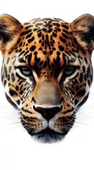 Obraz premium A detailed illustration of a leopard's face showcasing its striking features and fur patterns.