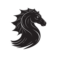 hippocampus sea horse hand drawn icon clipart silhouette vector art flat design