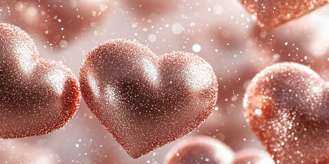 Obraz premium Glitter Hearts Background. Valentine's Day Concept. Pink color fastive background.