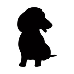 Dog silhouette isolated on white background. Dachshund silhouette 10