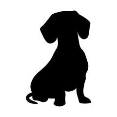 Dog silhouette isolated on white background. Dachshund silhouette 11