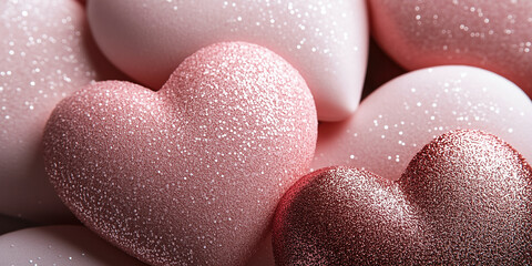 Obraz premium Glitter Hearts Background. Valentine's Day Concept. Pink color fastive background.