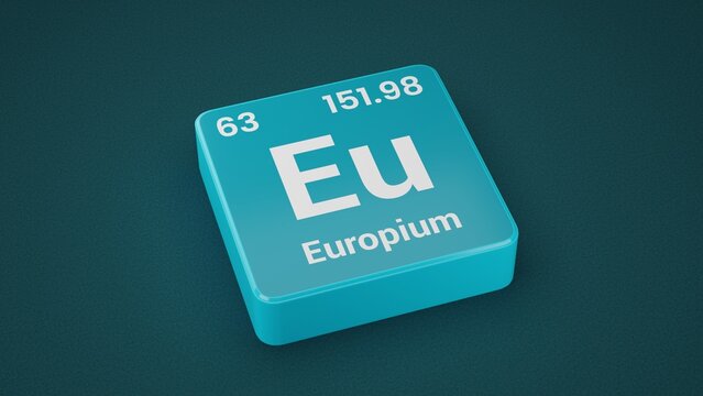 Europium element on the Periodic table. 63rd Element of the Periodic table elements