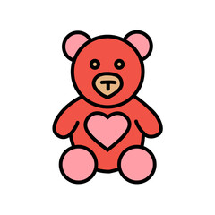 Cute Red Teddy Bear love Illustration