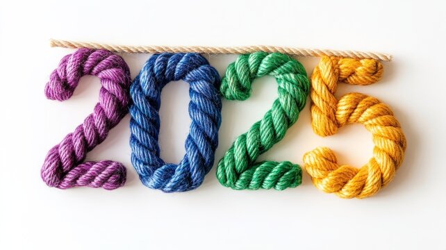 Colorful rope forms the year two thousand twenty five