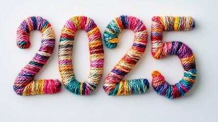 Colorful Yarn Forms the Number Two Thousand Twenty Five