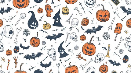 Spooky Halloween Doodles: Colorful Graphic Vector Illustration