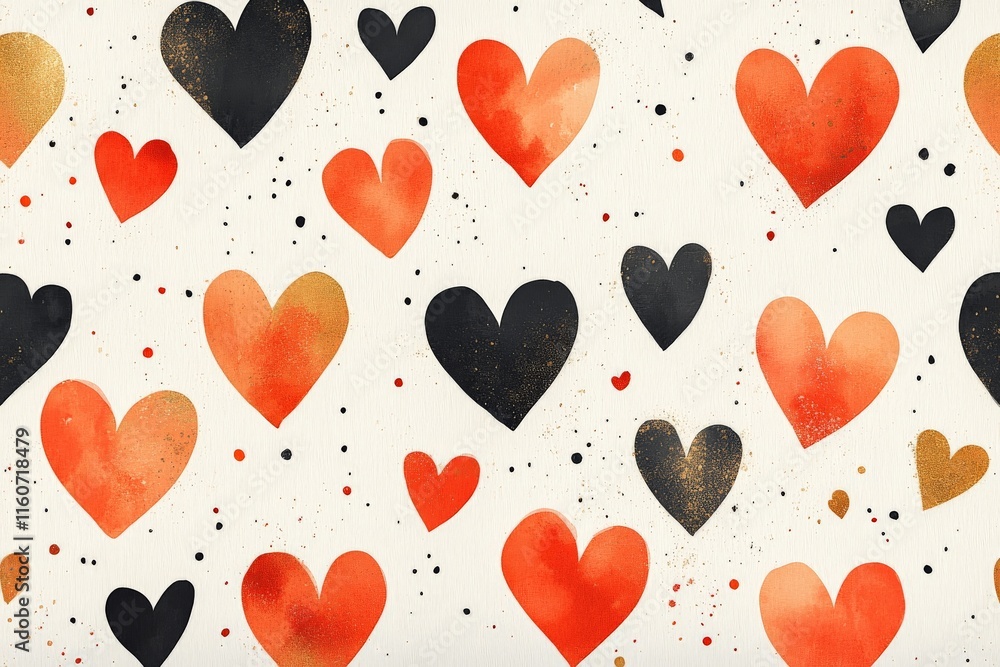 Poster colorful heart patterns create a vibrant and playful background for celebrations and artistic projec