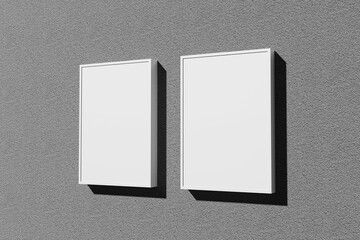 Realistic Poster Mockup on the concrete wall. 3D rendering
