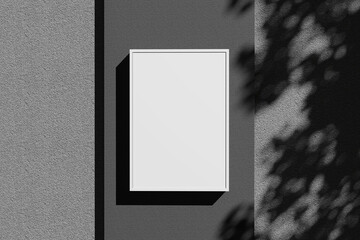 Realistic Poster Mockup on the concrete wall. 3D rendering
