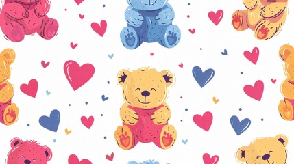 Playful Teddy Bears in Love - Charming Valentine's Day Characters for Creative Projects