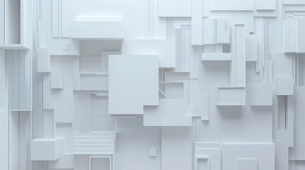 Abstract white geometric shapes, 3D rendering.