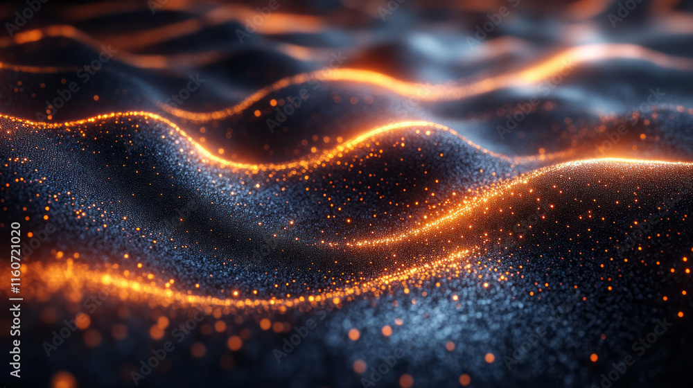 Poster an abstract visualization of a blockchain network, interconnected glowing nodes,