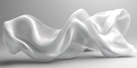 Obraz premium Abstract white fabric flowing in the air, creating soft waves and folds.