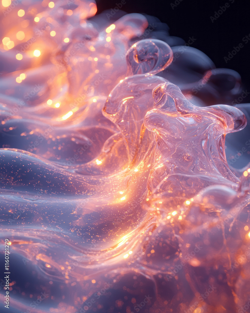 Poster dynamic liquid shapes floating in mid-air,