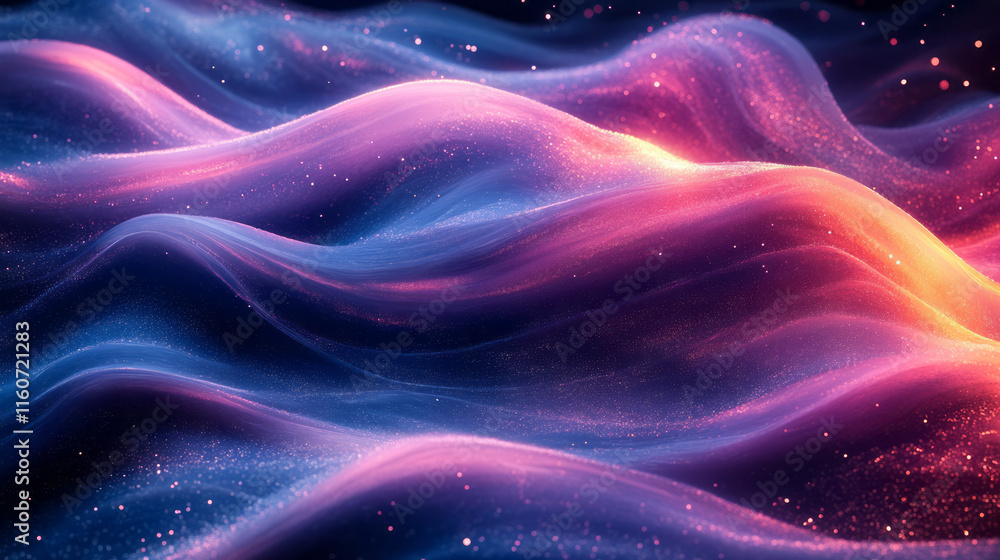 Poster glowing liquid waves creating a mesmerizing pattern,