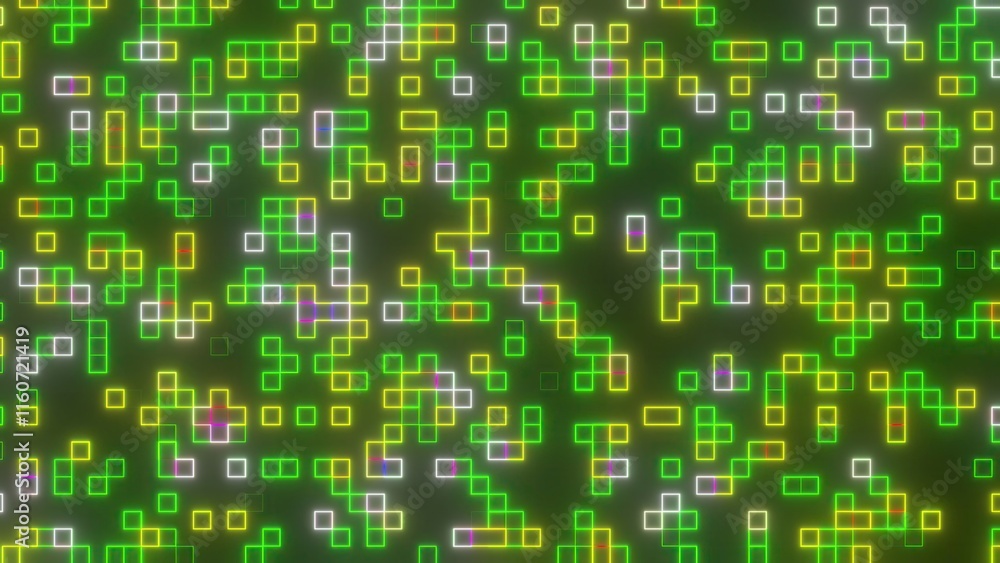 Poster digital neon blocks lines. computer generated