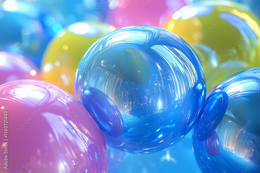 Poster Abstract liquid orbs pulsating and shifting in size,