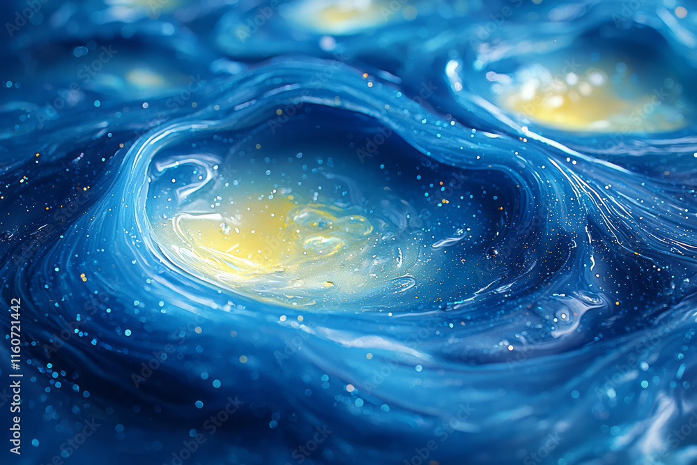 Poster Abstract liquid orbs pulsating and shifting in size,