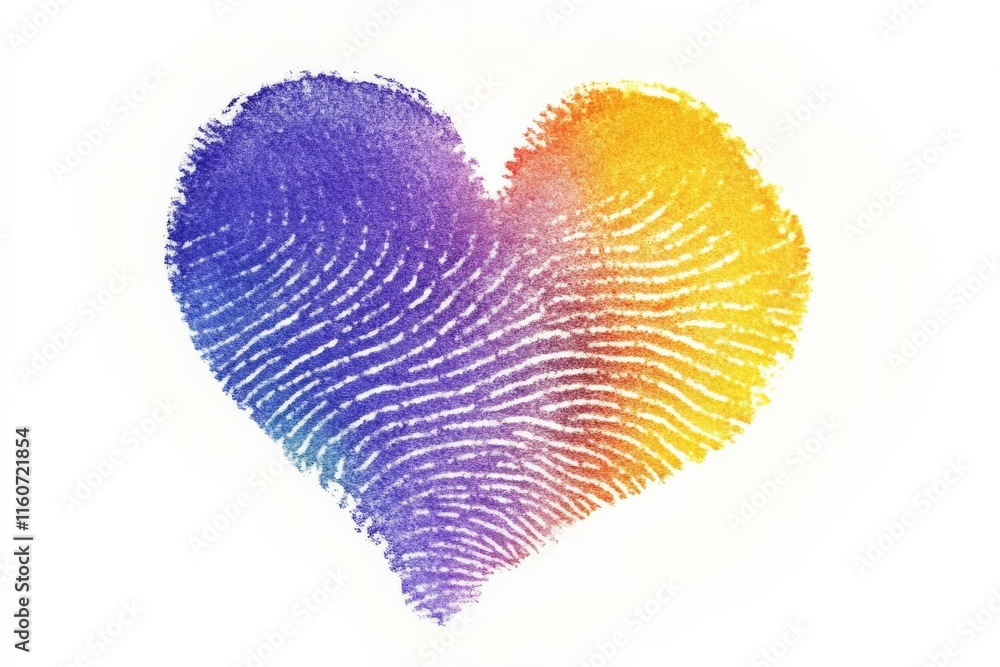 Poster vibrant heart design created from colorful fingerprints showcasing unity and love