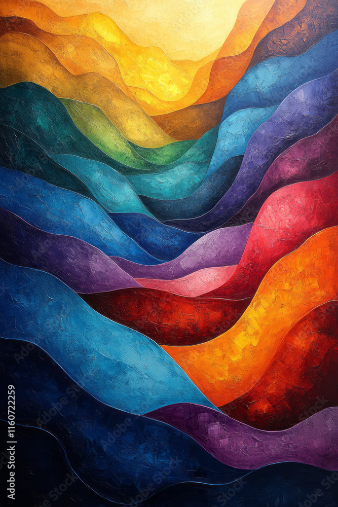 Poster Undulating waves in a bold abstract composition,