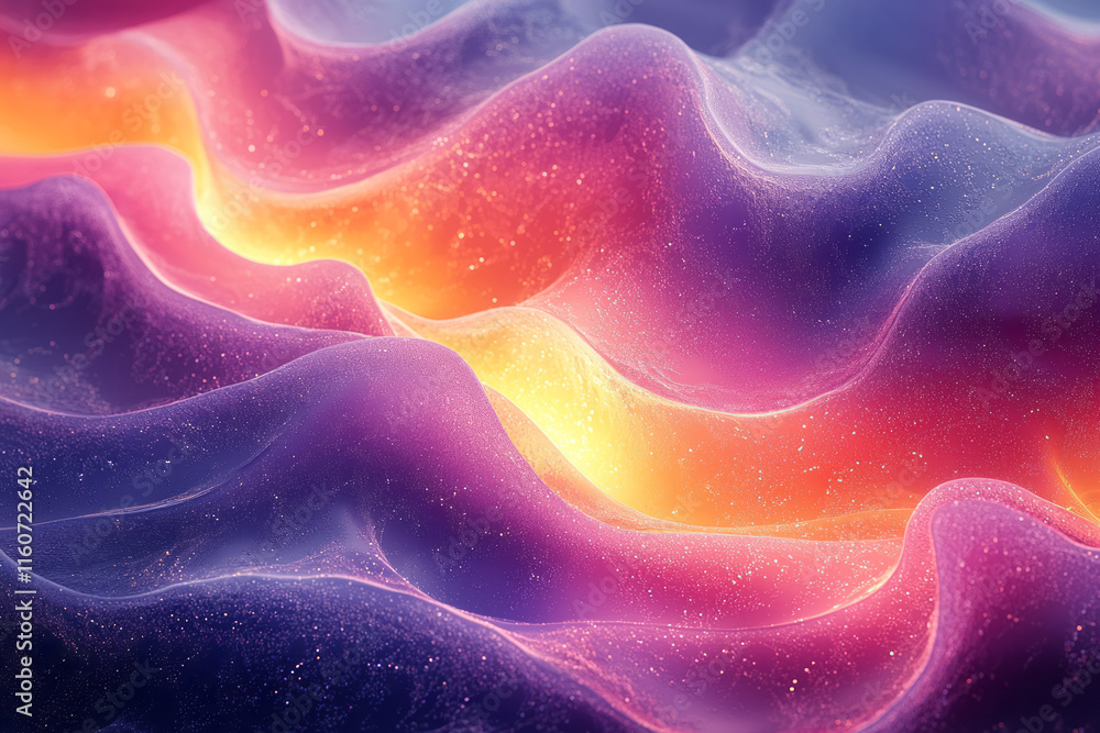 Poster a rhythmic pattern of colorful waves cascading endlessly,