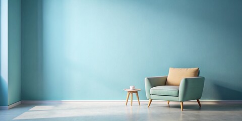 Pastel Blue Room with Armchair - Interior Design AI Art