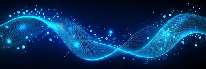 A blue wave with a lot of dots in it