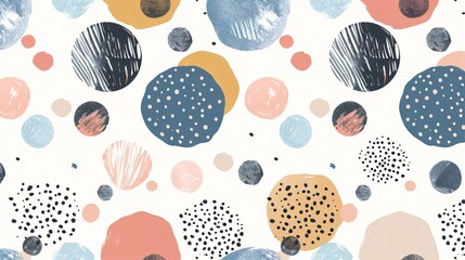 Hand Drawn Round and Ellipse Shapes with Dots for Creative Designs