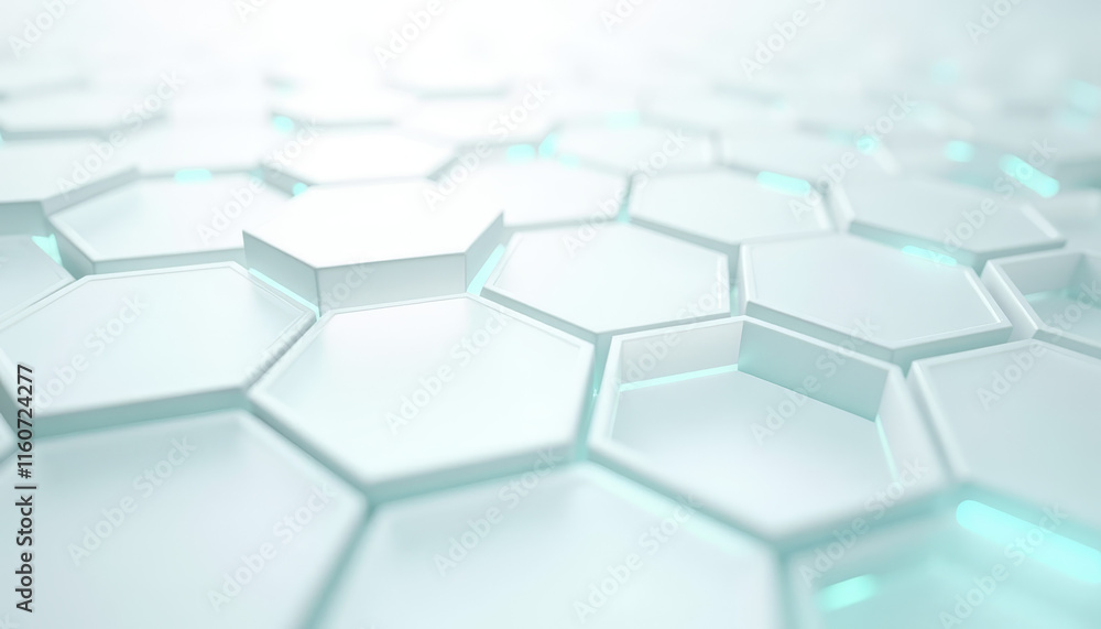 Poster blue and teal hexagonal pattern 3d design
