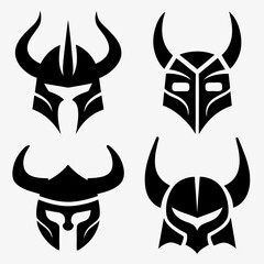 Viking Helmet silhouette Bundle Vector Designs.