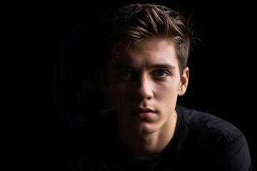 Fototapeta premium Dramatic portrait of a young man in the dark