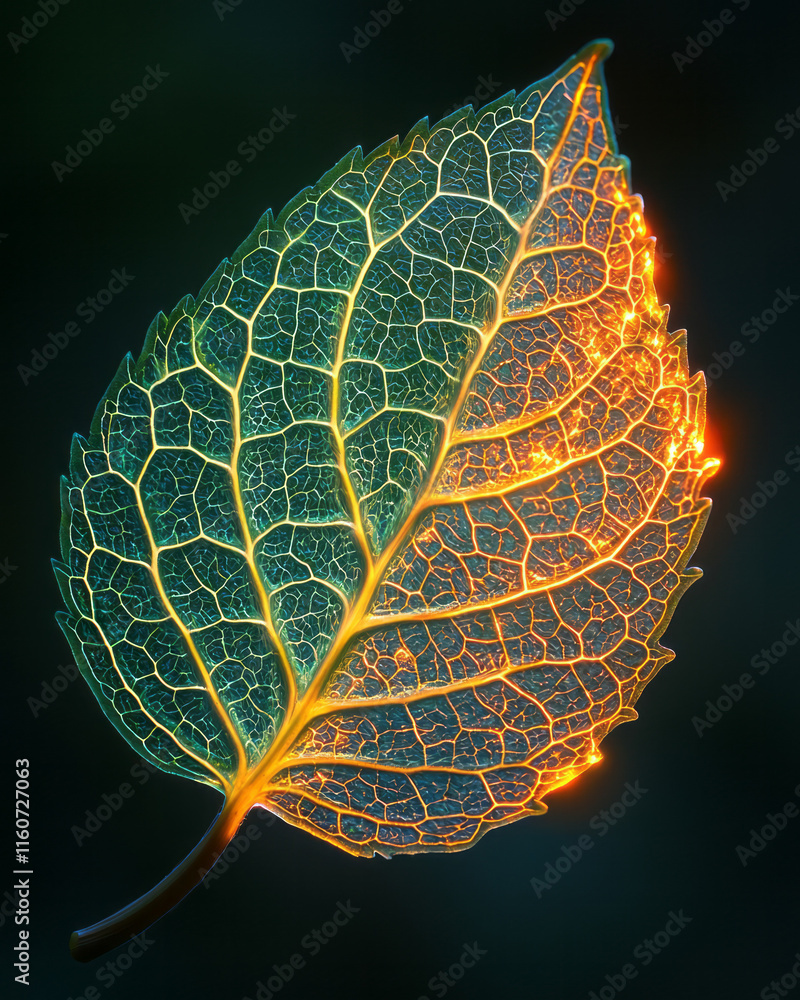 Poster A cross-section of a leaf showing intricate vein structures,